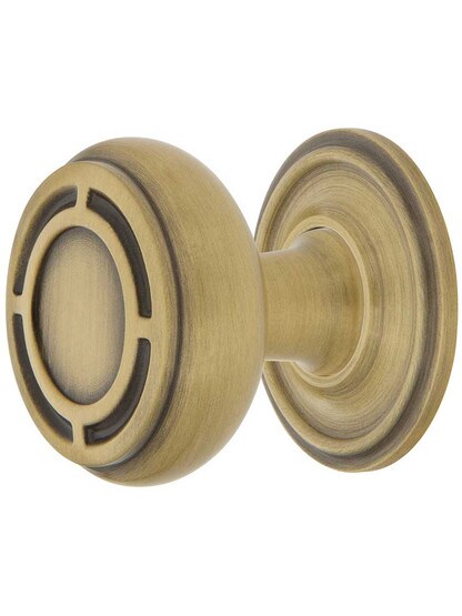 Mission Cabinet Knob - 1 3/8 inch Diameter with Classic Rosette in Antique Brass.